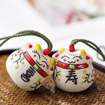 Аксессуар для сумки Керамический китайский иероглиф Музыка ветра Подвесные украшения Колокольчик Брелок Сумка Подвеска B