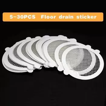 Аксессуар для ванной комнаты Крышка для слива Наклейка для слива в полу Улавливатель Бумажная сетка Аксессуары для раковины Кухонный фильтр Противозасорная заглушка для волос 5PCS