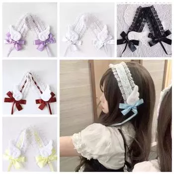 Аксессуар для волос ручной работы Готические кружевные ленты для волос Симпатичная заколка для волос Горничная