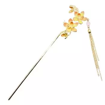 Аксессуар для волос «Японский лотос водяная лилия» Miaomyao Single Hair [Miaomyao] Шпилька, Украшение, Кимоно, Томэсодэ, Металл, Золото, Цветок, Цветок, Мотив, розовый