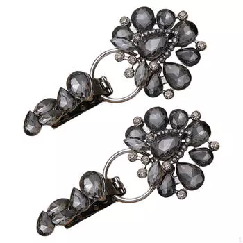 Аксессуар для замшевого пальто со стразами из сплава и пуговицами «утконос» 2pcs Black