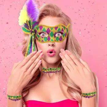 Аксессуары 1920-х годов Марди Гра воротник браслет блестки костюм реквизит женский хлопушка перо повязка на голову для карнавала маскарада One Size A