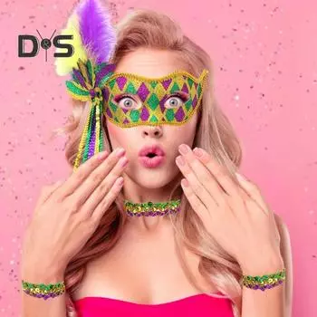 Аксессуары 1920-х годов Марди Гра воротник браслет блестки костюм реквизит женский хлопушка перо повязка на голову для карнавала маскарада One Size A