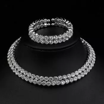 Аксессуары, Аксессуары Мода Кристалл Ожерелье Браслет, Двойной Стразы Коготь Цепь Бриллиантовый Ошейник Женщины