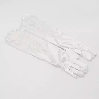 Аксессуары Банкетные блестки Танцевальные атласные варежки Перчатки с закрытыми пальцами Длинные перчатки до локтя бежевый