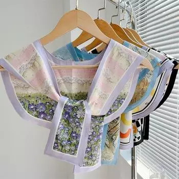 Аксессуары Бант Аксессуары для одежды Женская шаль Корейский стиль Шарфы Печатный шарф Шелковый шарф E