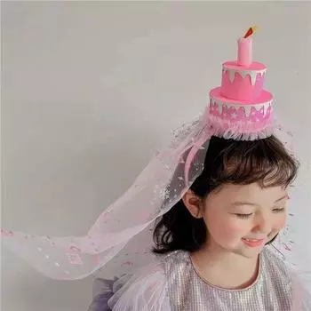 Аксессуары Блестки Торт ко дню рождения Головной убор Головной убор на день рождения Детские головные уборы белый