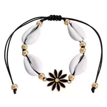Аксессуары Богемское ракушечное плетеное ожерелье с ромашками, пляжный отдых, регулируемое ожерелье на шнурке