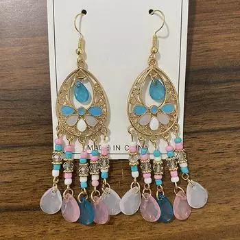 Аксессуары Bohemian Water Drop Rice Bead Серьги Персонализированные Длинные Серьги