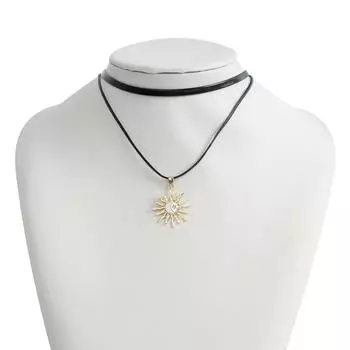 Аксессуары Черный Pu веревка ключицы цепь Bohemian ветер луна звезды солнце кулон ожерелье