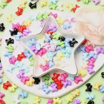 Аксессуары DIY 20 шт. Браслет Ожерелье Цепочка для мобильного телефона Милый щенок с отверстиями Трехмерные бисерные DIY Ювелирные изделия Аксессуары Ручной работы 20pcs разноцветный