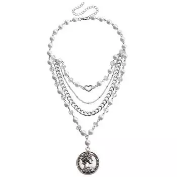 Аксессуары, Дизайн Двухслойная Кисточка из Бисера Преувеличенная Подвеска в Виде Сердца Любви Персикового Цвета Женская Универсальная