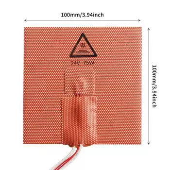 Аксессуары для 3D-принтера, силиконовый нагревательный коврик, 24 В, 60 Вт, нагревательный коврик, 100x100 мм, кровать с подогревом и термистором 0 оранжевый