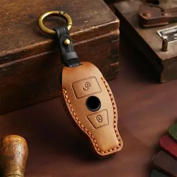 Аксессуары для автомобильного смарт-ключа для Mercedes Benz ABCE GL S GLA GLK CLS Class AMG W204 W205 W212 W463 W176 Кожаная сумка-чехол чёрный