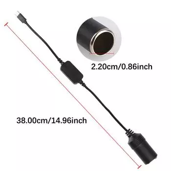 Аксессуары для автомобильной электроники 1 шт., адаптер-конвертер прикуривателя типа C «папа-мама», гнездо прикуривателя 5 В, USB-12 В чёрный