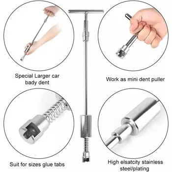 Аксессуары для автомобиля из листового металла Инструмент для ремонта вмятин на автомобиле Съемник для удаления вмятин без покраски Комплект механических ручных инструментов для кузова автомобиля серебряный