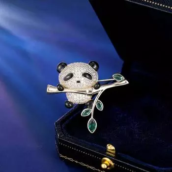 Аксессуары для блейзера Niche Design, заколка для корсажа, инкрустированная медью, цирконием, милая брошь Guochao в виде красной панды золотой