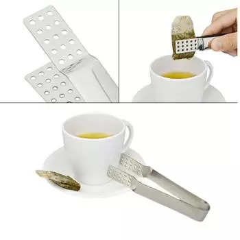Аксессуары для чайного сервиза, небольшой зажим для еды из нержавеющей стали, зажим для чайного пакетика, защита от ожогов One size серебряный
