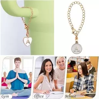 Аксессуары для чашек Посуда для напитков Украшение для идентификации Очарование Полая цепочка Инициалы алфавита Брелок на плечо с зажимом для омара Сумка из нержавеющей стали Сумка J белый
