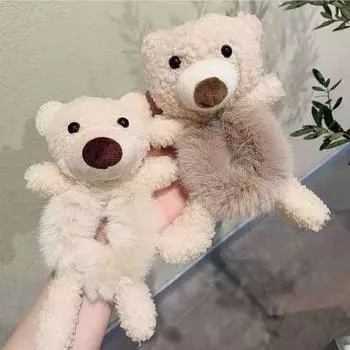 Аксессуары для девочек, эластичные женские резинки для волос, резинки для волос, держатели для хвостиков, резинки для волос в виде плюшевых медведей кофейный