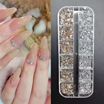 Аксессуары для дизайна ногтей Мини-гвоздики Маленькие специальные формы с плоским дном Белого цвета шампанского с плоским дном Алмазные аксессуары для ногтей