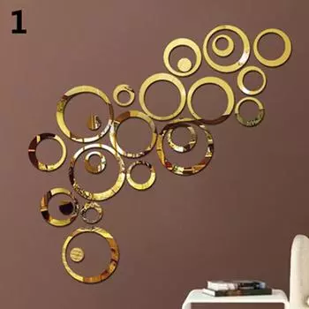 Аксессуары для дома DIY Креативные украшения 3D Зеркальные Круглые Наклейки На Стены ADM золотой