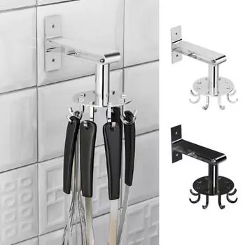 Аксессуары для дома. Вращение на 360 градусов. Крючки под шкафом. Кухонные крючки. 8 крючков. Клей без гвоздей. Кухонные инструменты. Посуда для полотенец. Подвесные крючки. серебряный