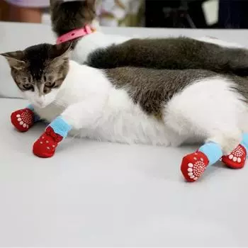 Аксессуары для домашних животных 4 шт./компл. носки для собак толстые теплые носки защитные пинетки для лап маленькие кошачьи вязаные нескользящие носки зимние ручная работа S жёлтый