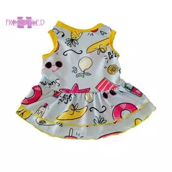 Аксессуары для домашних животных Платье для собак с принтом фруктов, хлопковая двусторонняя юбка для домашних животных с круглым вырезом XL розовый