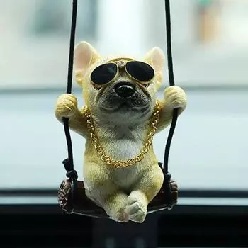 Аксессуары для фигурки автомобиля Mituria Car Swing Hip Hop Bulldog, белый, 1 шт., корейский автомобильный аксессуар