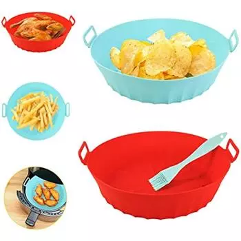 Аксессуары для фритюрницы, 2 шт., силиконовые контейнеры для выпечки для фритюрницы, контейнеры для фритюрницы, многоразовая силиконовая фритюрница 20x20x3cm