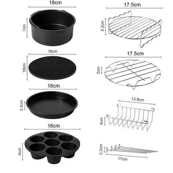 Аксессуары для фритюрницы 7-дюймовая универсальная полка из нержавеющей стали круглая квадратная форма для выпечки силиконовый коврик 3,7 - 5,8 кварты Все для фритюрницы