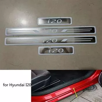 Аксессуары для Hyundai I20 Elite 2015-нержавеющая накладка на порог автомобиля из нержавеющей стали, защитная накладка серебряный