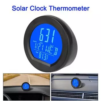 Аксессуары для интерьера Солнечные автомобильные часы Внешний термометр Напоминание о времени вождения Автомобильный электронный автоматический переключатель Высокоточный дисплей часов Ordinary чёрный