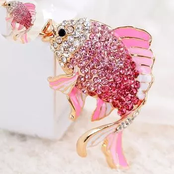 Аксессуары для интерьера, упаковка, украшение, брелок в виде рыбы, сумка со стразами, брелок для ключей, подвеска для ключей с кристаллами розовый