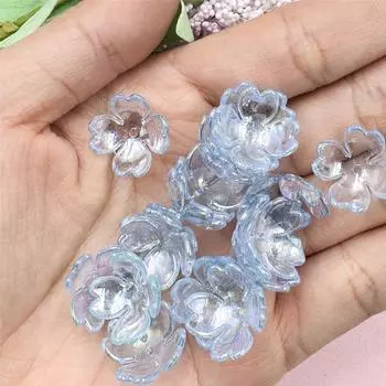 Аксессуары для изготовления украшений ручной работы для браслета, ожерелья, 20 шт., 15,5 мм, свободные бусины, подвеска своими руками, акриловые бусины в виде цветка синий