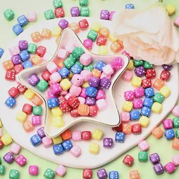 Аксессуары для изготовления ювелирных изделий, акриловые квадратные бусины-косточки, 8 мм, бусины-разделители, браслет, ожерелье «сделай сам», 50 шт., аксессуары Clear разноцветный