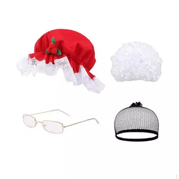 Аксессуары для костюма миссис Санта-Клауса с париком и очками для карнавальных костюмов