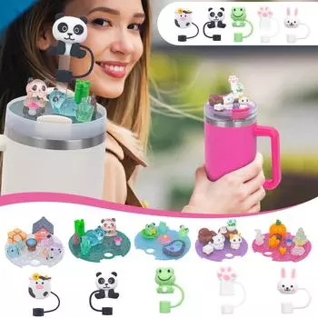 Аксессуары для крышек для чашек Charm, Аксессуары для чашек Charm 40 Oz с силиконовой крышкой-соломинкой для стеклянных чашек One Size