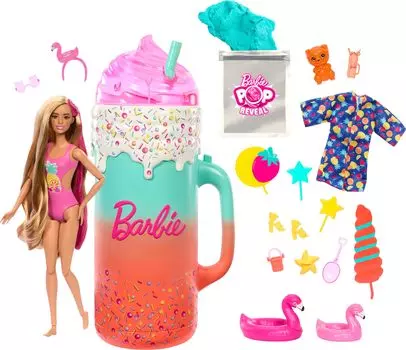 Аксессуары для кукол Barbie Pop Reveal Rise Surprise Fruit Series Подарочный набор Ароматизированная кукла Мягкий ароматизированный питомец Меняющий цвет Формованный песок и многое другое