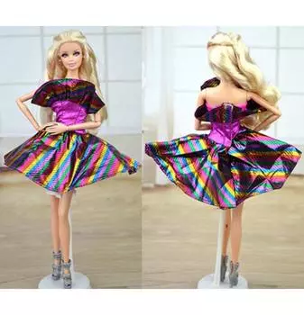 Аксессуары для кукол Фиолетовая радужная одежда Кукольное платье для куклы Барби Платья для дома Вечерние платья Короткие платья Платья для куклы BJD разноцветный