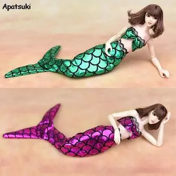 Аксессуары для кукол KidsToy Одежда для русалки для куклы Барби Оригинальный бюстгальтер с хвостом + платье для куклы Одежда для куклы Барби 1/6 DIY игрушка зелёный
