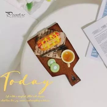 Аксессуары для кукольного домика, имитация хот-дога, хлеб послеобеденный чай, десертный набор, мини-кухонный поднос, модель «сделай сам», украшения для декора кукольного дома, детские игрушки, фото темно-коричневого