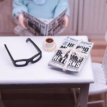 Аксессуары для кукольного домика, ролевые игры, газетные стаканы, кофейный набор, смола 1:12 масштабов для миниатюрной сцены