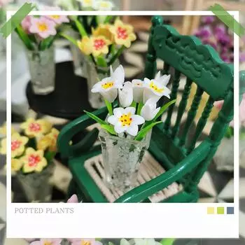 Аксессуары для кукольного домика, садовая мебель, миниатюрные модели, кукольные игры, украшения для машин, мини-лилии в горшках, тюльпаны