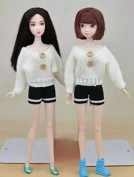 Аксессуары для кукол Повседневный вязаный свитер Одежда для куклы Барби Верхний домик для куклы BJD 1/6 Ваш выбор Дети DIY Игрушка для детской коллекции белый