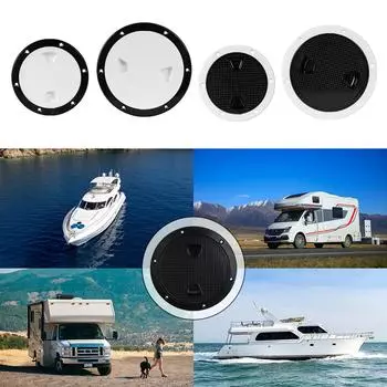 Аксессуары для лодок 4 дюйма 6 дюймов ABS Круглый скользящий инспекционный с отсоединяемым чехлом для морских судов яхт 4 чёрный