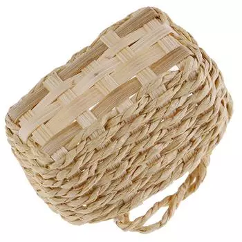 Аксессуары для миниатюрного кукольного домика 1/12, плетеная вручную корзина для овощей на раме из ротанга