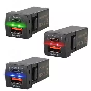 Аксессуары для мобильных телефонов Разъем питания для Toyota New QC3.0 USB Type-C PD 12 В 48 Вт Быстрое зарядное устройство Вольтметр Быстрая зарядка