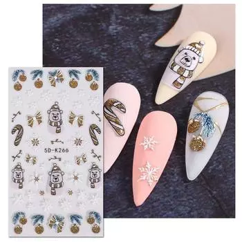 Аксессуары для ногтей Рождественские наклейки для ногтей Маникюрные украшения Рождественские наклейки для ногтей Красочная леди K266-Gold